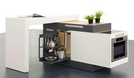 Cocina compacta y extensible para espacios reducidos